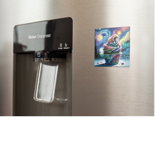 Íman O Whimsy de Van Gogh: Cupcake Cosmos Magnet (Criador carregado)