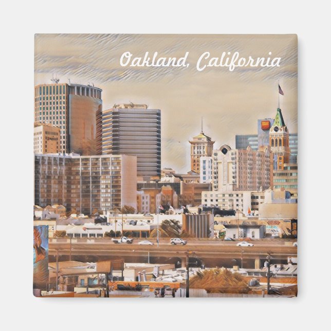 Íman Oakland, Califórnia Skyline Fine Art (Frente)