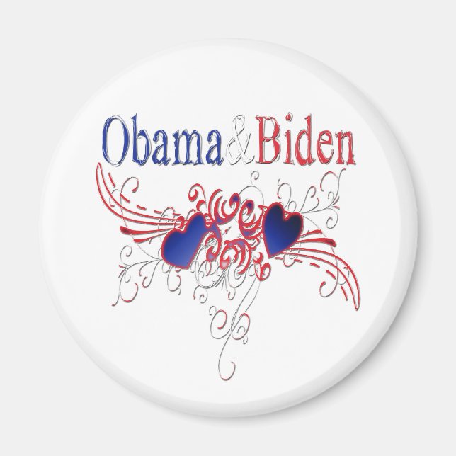 Íman Obama Biden 2008 Corações Patrióticos (Frente)