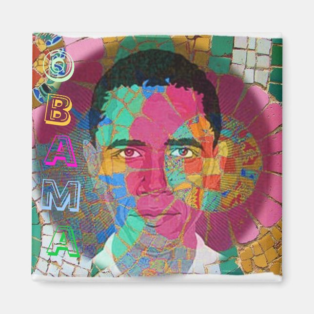 Íman Obama Mosaic Square Magnet (Frente)