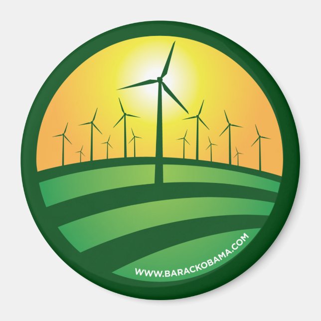 Íman Obama Winds of Change 3x3 Round Magnet (Frente)