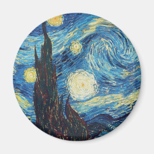 Íman Obra-Prima Vintage Azul Noite Estrelada de Van Gog