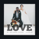 Íman Obrigado Amor Fotografia de Casamento Favor Obriga<br><div class="desc">Ímãs de agradecimento de casamento de amor e gratidão fofos,  apresentando uma das suas fotos favoritas de casamento ou lua de mel. Personalize esses ímãs de agradecimento de casamento com sua foto,  nomes e data de casamento.</div>