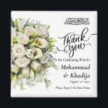 Íman Obrigado Buquê de casamento Nikah Walima<br><div class="desc">Obrigado Buquê de casamento Flor Nikah Walima Magnet Este design é perfeito para o seu tema verde e rústico para seu casamento muçulmano nikah walima com bismillah e obrigado você. Este adesivo é fácil de personalizar e personalizar alterando o texto</div>