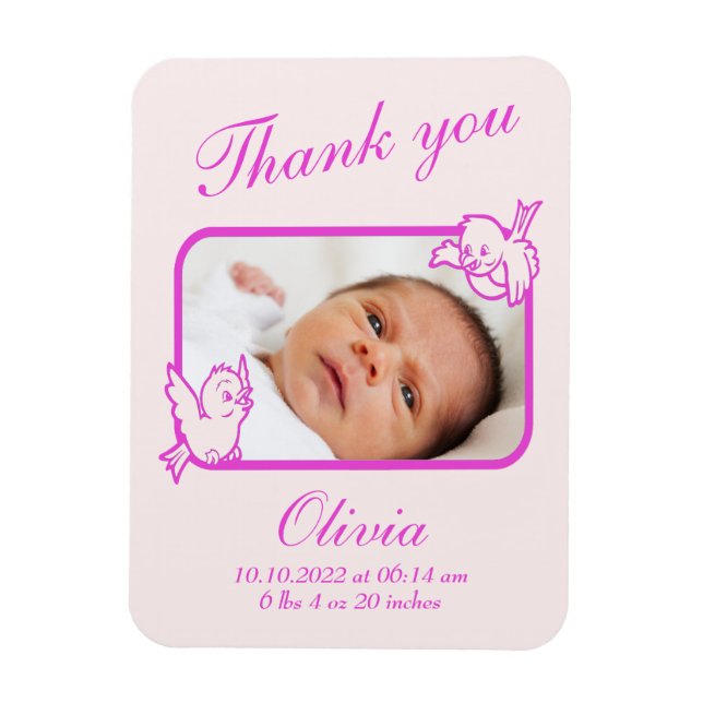 Íman Obrigado cartão com fotos de anúncio de nascimento (Vertical)