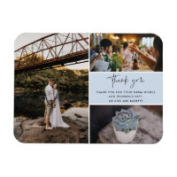 Obrigado Casamento de Colagem de Fotos Azul