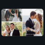 Íman obrigado de colagem de fotos de casamento da calig<br><div class="desc">fotos de freepik.com moderna caligrafia obrigado de colagem de fotos de casamento,  seu imã,  personalizado. 3 fotos.</div>