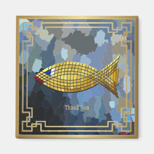 Íman "Obrigado" Design de Azulejo de Peixe Dourado