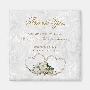 Íman Obrigado do casamento tema damasco dos corações