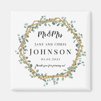 Íman Obrigado Elegante Greenery Magnets pelo casamento