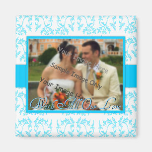 Íman Obrigado floral azul do casamento tema damasco