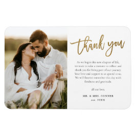 Íman Obrigado Foto Casamento Moderno em Script Dourado
