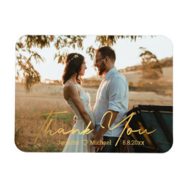 Íman obrigado,foto de casamento com escrita chic dourad