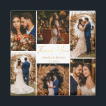 Íman obrigado moderno você 6 fotos colagem ouro de casa<br><div class="desc">obrigado elegante você seis fotos colagem magneta de ouro de casamento</div>