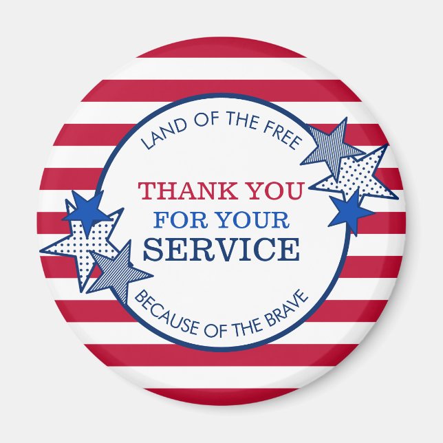 Íman Obrigado pelo seu serviço Veteranos Estrelas Strip (Frente)