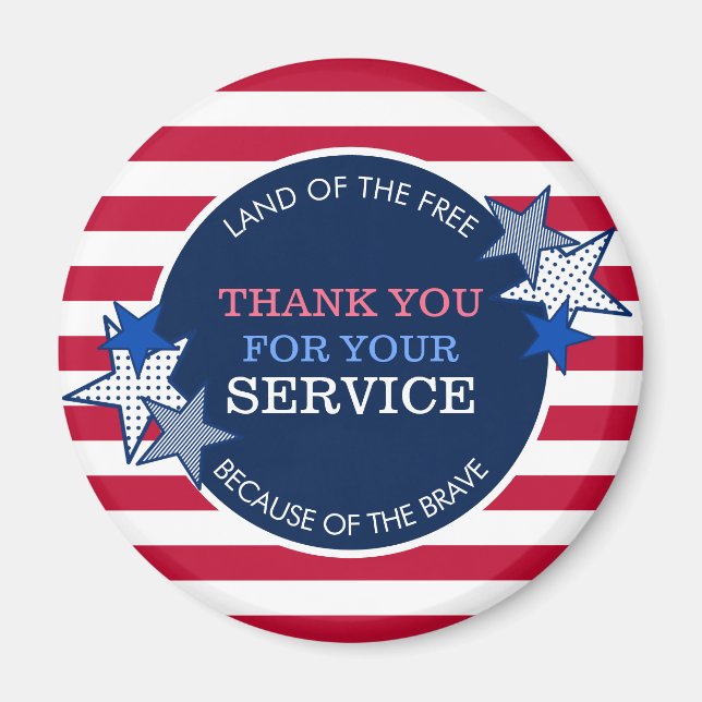 Íman Obrigado pelo seu serviço Veteranos Estrelas Strip (Frente)