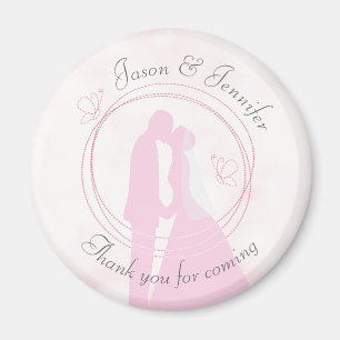 Íman Obrigado Romântico Sonho Rosa Casado Curvo Texto C