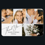 Íman obrigado simples elegante, colagem de fotos do cas<br><div class="desc">obrigado chic elegante você,  fotos do casamento 4 colagem Magnet</div>