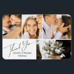 Íman obrigado simples elegante, colagem de fotos do cas<br><div class="desc">obrigado chic elegante você,  fotos do casamento 4 colagem Magnet</div>