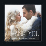 Íman obrigado, sua foto de casamento de tendência branc<br><div class="desc">obrigado elegante,  seu magneto de fotos de casamento da tipografia branca</div>