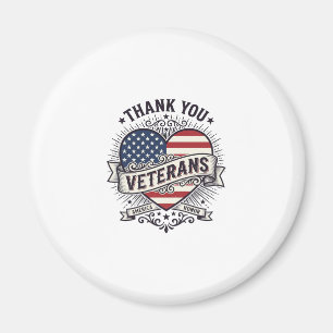 Íman Obrigado Veteranos Coração Patriótico Design Vetor