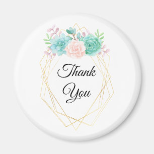 Íman Obrigados de Sucultura de Cor de Água Rosa e Verde