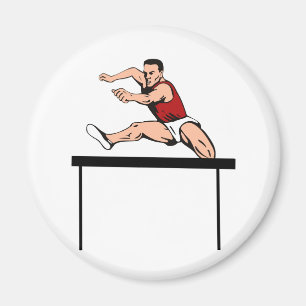 Íman obstáculo de salto do atleta de atletismo