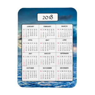 Íman Ocean Sunset 2018 Calendar Magnet