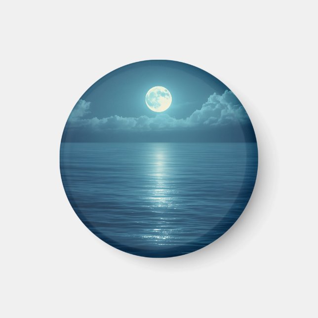 Íman Oceano ao Luar Tela Arte | Lua Cheia Sobre o Mar C (Frente)