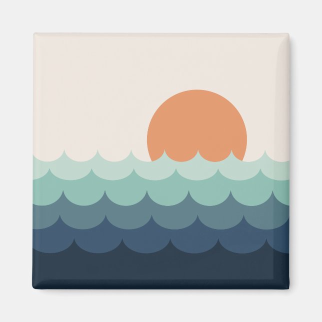 Íman Oceano azul ondulado no pôr do sol (Frente)