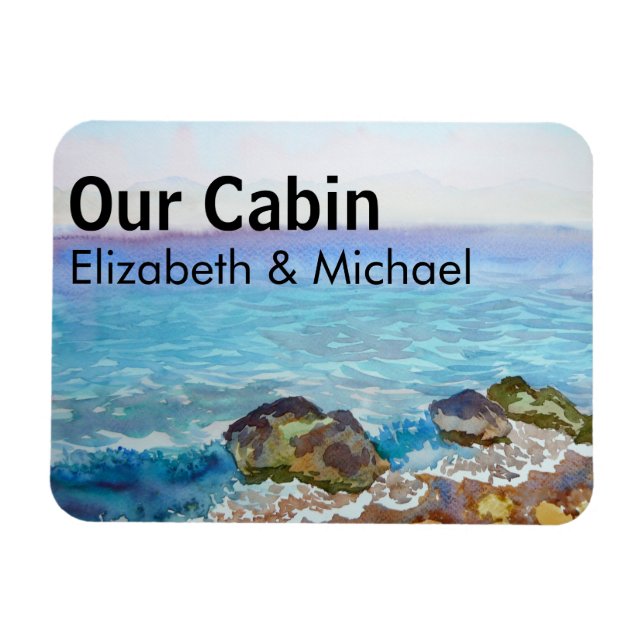 Íman Oceano de Aquarela de Portas Cruzadas Personalizad (Horizontal)