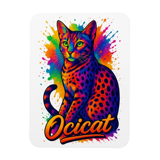 Íman Ocicat de Pop de vibração - Gato Colorido (Vertical)