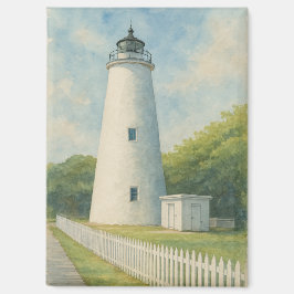 Íman Ocracoke Lighthouse Watercolor
