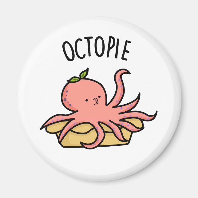 Íman Octo-pie Engraçado Octopus Pie Pun (Frente)