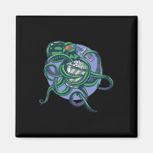Íman Octopus Assistindo Um Filme - Design gráfico detal