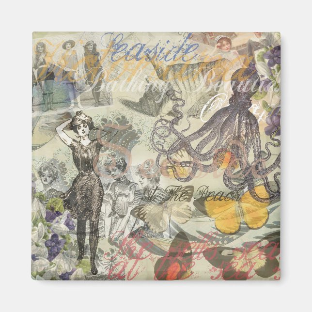 Íman Octopus Beach Antique Coastal Steampunk (Frente)