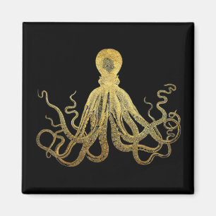 Íman Octopus Dourado de Tinta Preta  Costeira Náutica