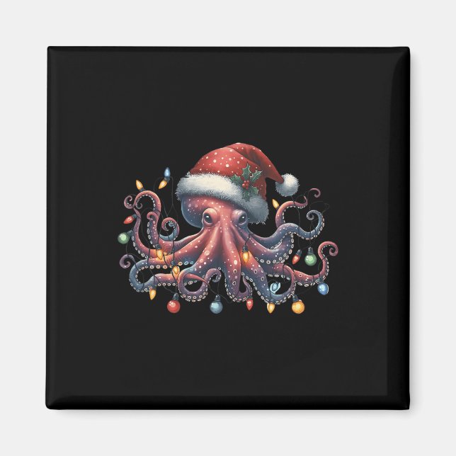 Íman Octopus Papais noeis de Natal Luzes de Natal Ocean (Frente)
