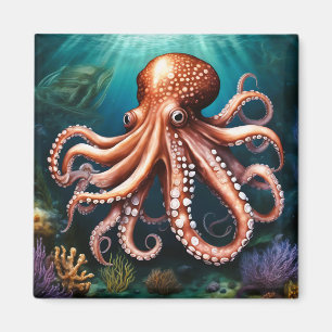 Íman Octopus Portrait Ocean