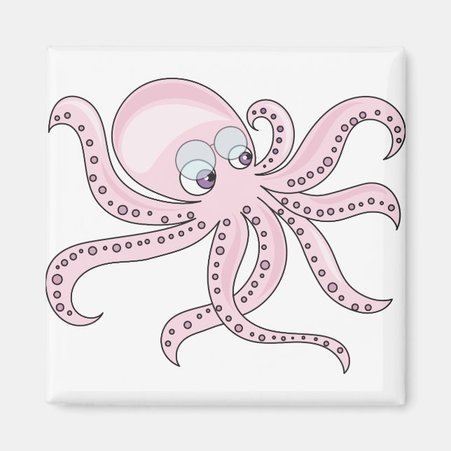Íman Octopus Rosa Engraçado (Frente)