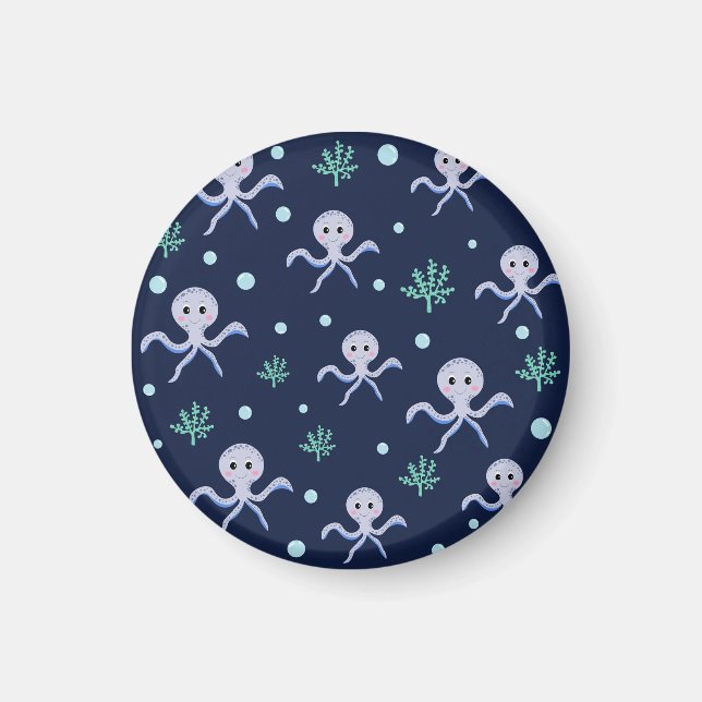 Íman Octopus sob o padrão das crianças do mar (Frente)