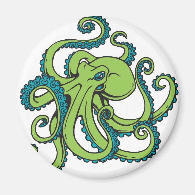 Íman Octopus Verde e Azul (Frente)