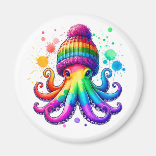 Íman Octopus Vestindo Uma Beenie