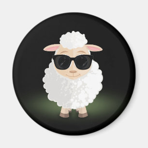 Íman Óculos de Sol Cool Sheep Neon Verde Engraçado Cart