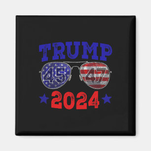 Íman Óculos de sol da bandeira dos EUA Trump 2024 45 47