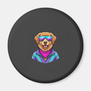 Íman Óculos de Sol de Cachorro Fofo Arte Neon Retro_1