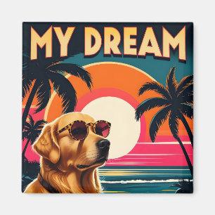 Íman Óculos de Sol de Cachorro Retro Praia do Pôr do So