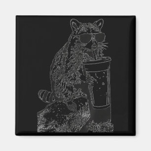 Íman Óculos de sol de café com gelo de guaxinim meme en