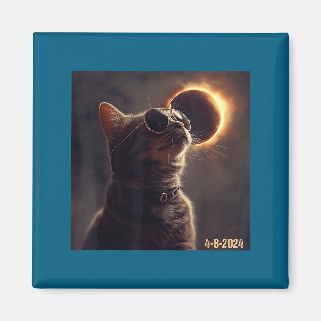 Íman Óculos de Sol de Gato Fofo Eclipse Solar Total (Frente)