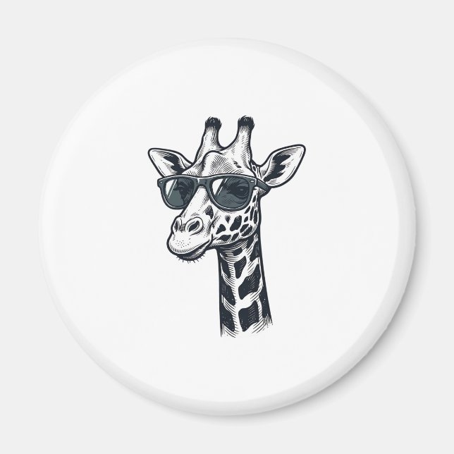 Íman Óculos de sol de girafa legais Camiseta com gravaç (Frente)